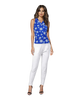 Signature Sleeveless Faux Wrap Top - Super Trees - Blue