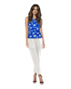 Signature Sleeveless Faux Wrap Top - Super Trees - Blue