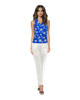 Signature Sleeveless Faux Wrap Top - Super Trees - Blue