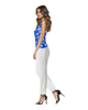 Signature Sleeveless Faux Wrap Top - Super Trees - Blue