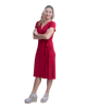 A-Line Wrap Dress with Cap Sleeves & No Collar