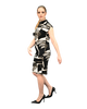 High Neck Cap Sleeve Shift Dress - Torn Paper
