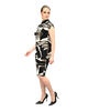 High Neck Cap Sleeve Shift Dress - Torn Paper