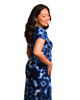 A-Line Wrap Dress with Cap Sleeves & No Collar - Tie & Dye