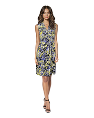 Classic Fit Wrap Dress Sleeveless - Artsy Splash Print