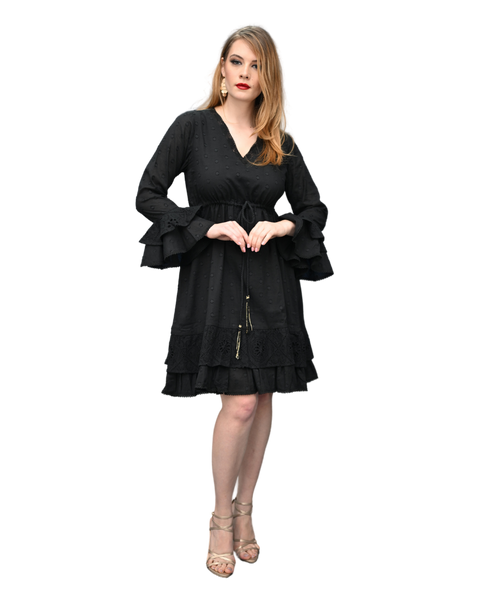 Lisa - Tiered Sleeves & Hem Dress