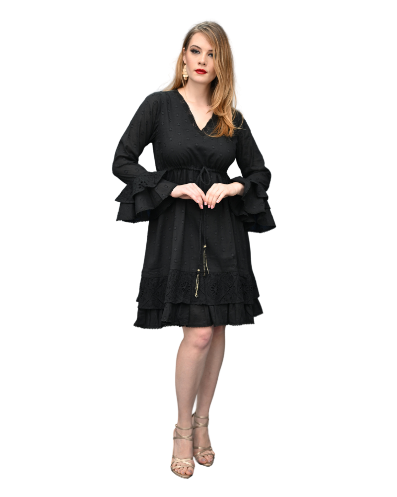 Lisa - Tiered Sleeves & Hem Dress