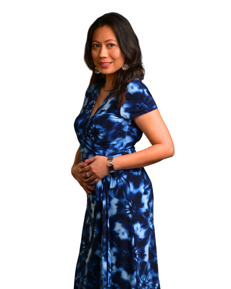 A-Line Wrap Dress with Cap Sleeves & No Collar - Tie & Dye