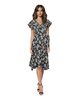A Line Frilled and Ruffled Wrap Dress with Short Sleeves - Floral Print