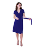 A-Line Wrap Dress with Cap Sleeves & No Collar