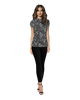 High Neck Cap Sleeve Top - Uneven Polka Dots