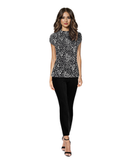 High Neck Cap Sleeve Top - Uneven Polka Dots