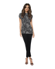High Neck Cap Sleeve Top - Uneven Polka Dots