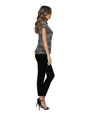 High Neck Cap Sleeve Top - Uneven Polka Dots