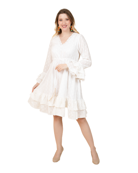 Lisa - Tiered Sleeves & Hem Dress