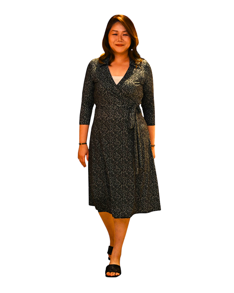A-Line Wrap Dress, 3/4th Sleeve with Collar - Girls in STEM