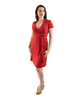 A-Line Wrap Dress with Cap Sleeves & Collar