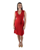 Red Sleeveless A-Line Wrap Dress with Collar