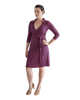 A-Line Wrap Dress, 3/4th Sleeves with Collar - Zig Zag Print