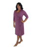 A-Line Wrap Dress, 3/4th Sleeves with Collar - Zig Zag Print