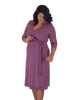 A-Line Wrap Dress, 3/4th Sleeves with Collar - Zig Zag Print