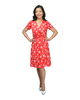 A-line Wrap Dress with Cap Sleeves & No Collar - Fantasy