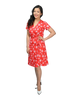 A-line Wrap Dress with Cap Sleeves & No Collar - Fantasy