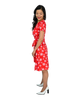 A-line Wrap Dress with Cap Sleeves & No Collar - Fantasy