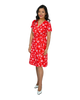 A-line Wrap Dress with Cap Sleeves & No Collar - Fantasy