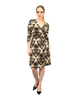 A-Line Wrap Dress with 3/4th Sleeves - Glowing Triangles
