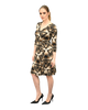 A-Line Wrap Dress with 3/4th Sleeves - Glowing Triangles