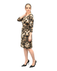 A-Line Wrap Dress with 3/4th Sleeves - Glowing Triangles