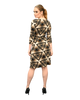 A-Line Wrap Dress with 3/4th Sleeves - Glowing Triangles