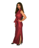 Ankle length skirt with slits - Shiny Foil Red
