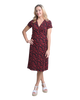 A-Line Wrap Dress with Cap Sleeves & No Collar - Heart-Me