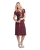 A-Line Wrap Dress with Cap Sleeves & No Collar - Heart-Me
