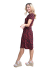 A-Line Wrap Dress with Cap Sleeves & No Collar - Heart-Me
