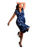 A-Line Wrap Dress with Cap Sleeves & No Collar - Tie & Dye