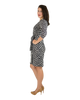Classic Fit Wrap Dress with 3/4th Sleeves & Collar - Leaf Print