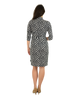 Classic Fit Wrap Dress with 3/4th Sleeves & Collar - Leaf Print