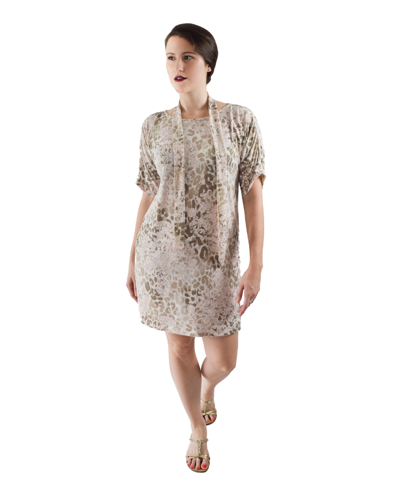 Button Sleeve Dress - Eclectic Animal Print