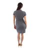Classic Fit Wrap Dress with Cap Sleeves & Collar - Mini Polka Dot Print