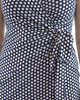 Classic Fit Wrap Dress with Cap Sleeves & Collar - Mini Polka Dot Print