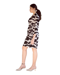 Classic Fit Wrap Dress with 3/4th Sleeves - Torn Paper Print 2
