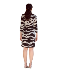 Classic Fit Wrap Dress with 3/4th Sleeves - Torn Paper Print 2
