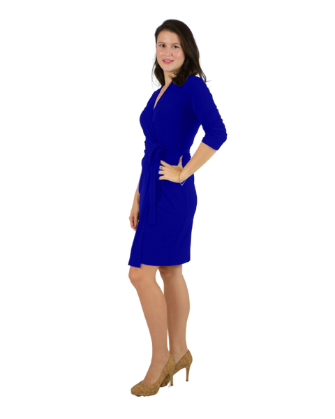 Classic Fit Wrap Dress with 3/4th Sleeves