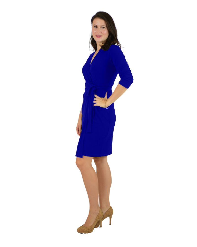Classic Fit Wrap Dress with 3/4th Sleeves