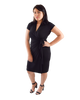 Classic Fit Wrap Dress with Cap Sleeves and Collar