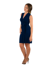 Classic Fit Wrap Dress, Sleeveless with collar