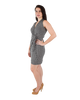 Classic Fit Wrap Dress, Sleeveless Black and White Diamond Print
